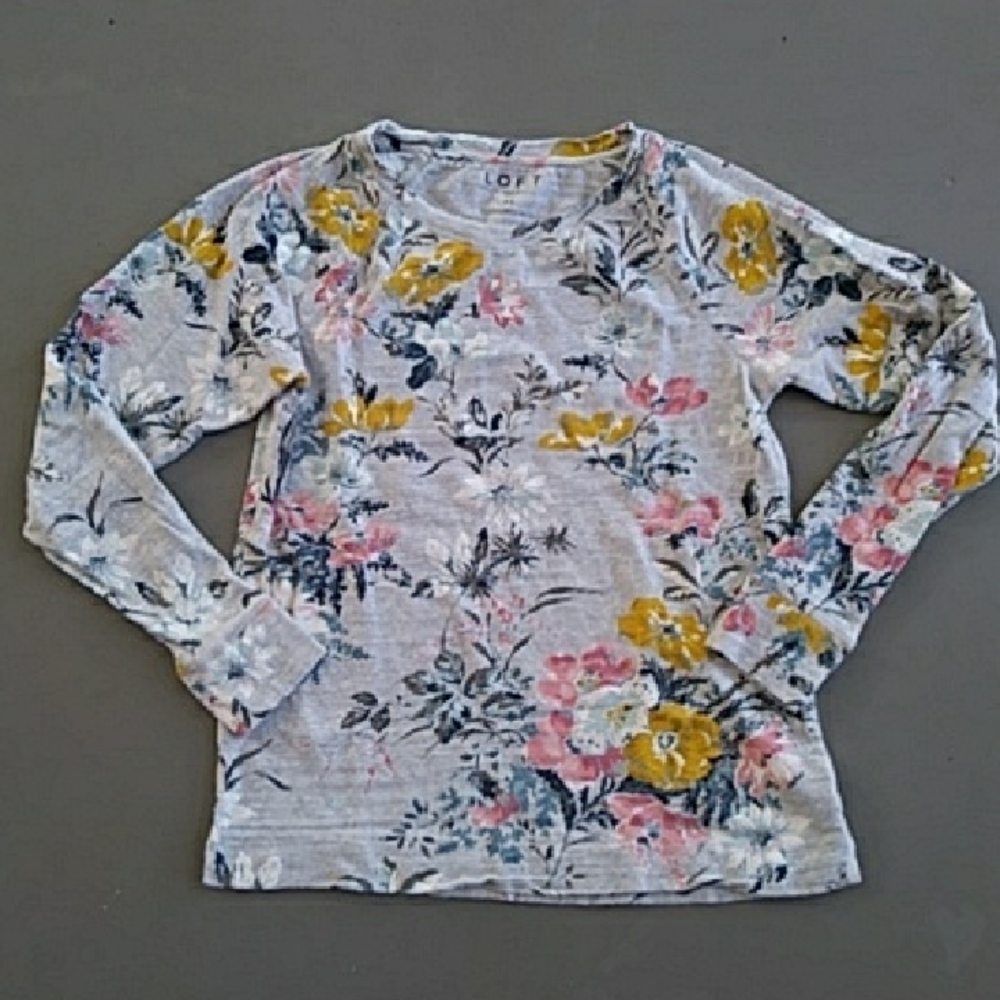 LOFT Floral Crew Neck Sweatshirt Size XS